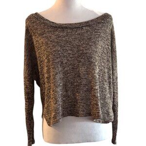 Nella Fatasia Women's‎ heather gray cropped knit sweater top sz M